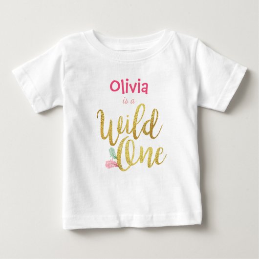 Wild one Baby Eerste verjaardag Meisje bodysuit T- (Voorkant)