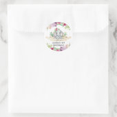 Wild One - Baby Elephant and Flowers 1st Birthday Ronde Sticker (Tas)