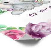 Wild One - Baby Elephant and Flowers Poster (Hoek)