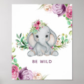 Wild One - Baby Elephant and Flowers Poster (Voorkant)