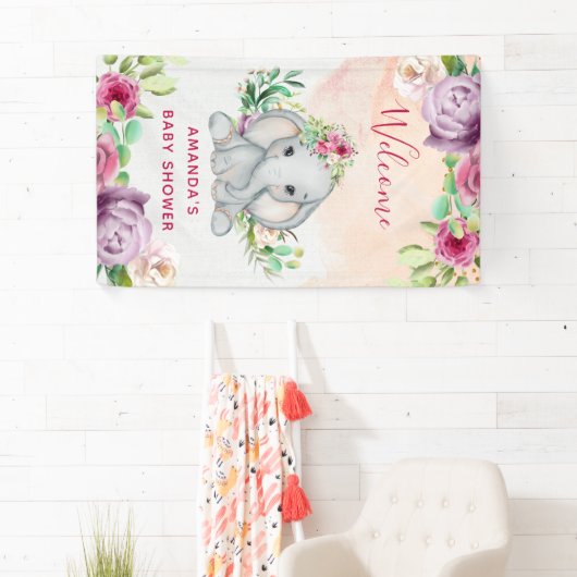 Wild One - Baby Elephant and Flowers Spandoek (Insitu)