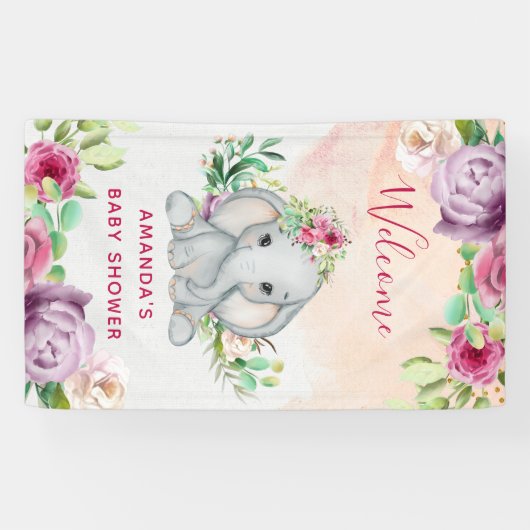 Wild One - Baby Elephant and Flowers Spandoek (Horizontaal)
