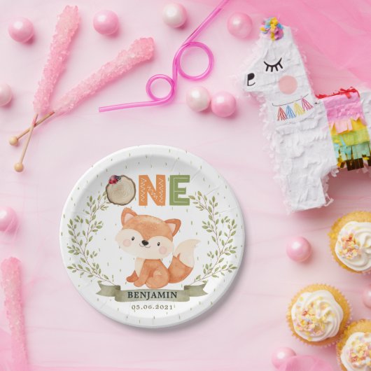 Wild One Baby Fox 1st Birthday Paper Bord (Feest)