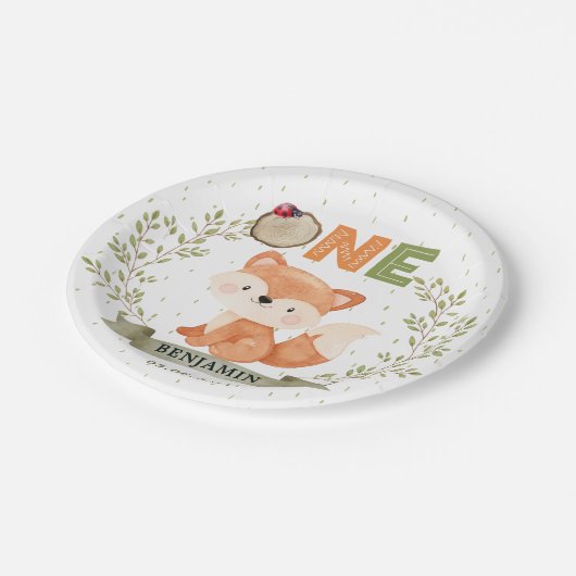 Wild One Baby Fox 1st Birthday Paper Bord (Gekanteld)