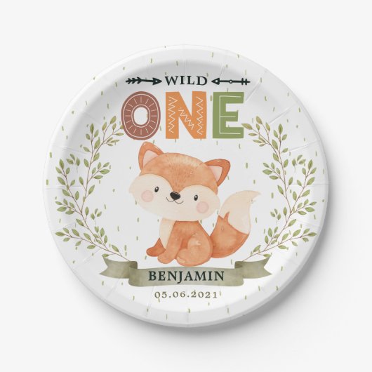 Wild One Baby Fox 1st Birthday Paper Bord (Voorkant)