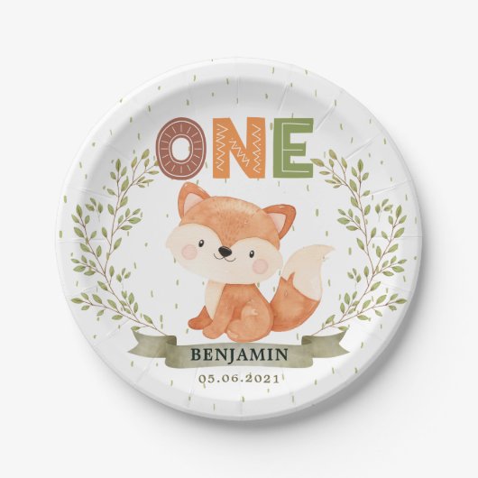 Wild One Baby Fox 1st Birthday Paper Bord (Voorkant)