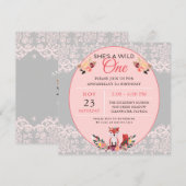Wild ONE Baby Girl Fox Flowers & Lace  Kaart (Voorkant / Achterkant)