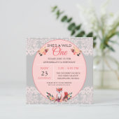 Wild ONE Baby Girl Fox Flowers & Lace  Kaart (Staand voorkant)