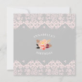 Wild ONE Baby Girl Fox Flowers & Lace  Kaart (Achterkant)