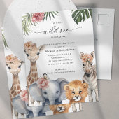Wild One Baby Girl Shower, Schattigee Safari Thema Uitnodiging Briefkaart