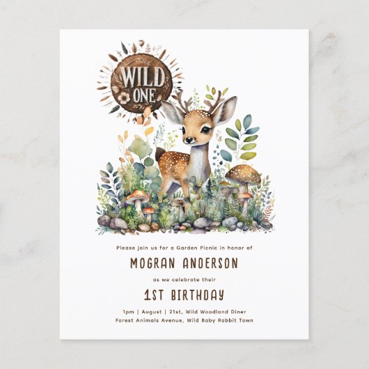 Wild One Baby Herten Bosdieren 1e Verjaardag (Voorkant)