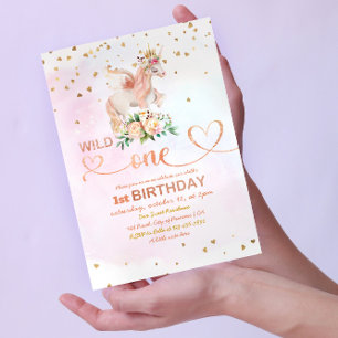 Wild One Baby Meisje 1e Verjaardag Kaart