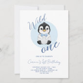 Wild One Baby Penguin 1e Verjaardag Kaart (Voorkant)
