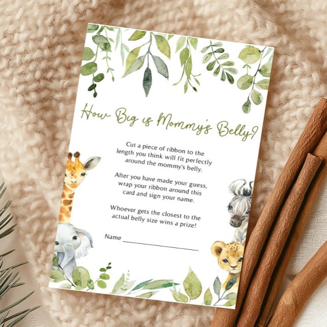 Wild One Baby Shower Hoe Groot is Mamma's Buik Spe (Wild One Safari Baby Shower Game)