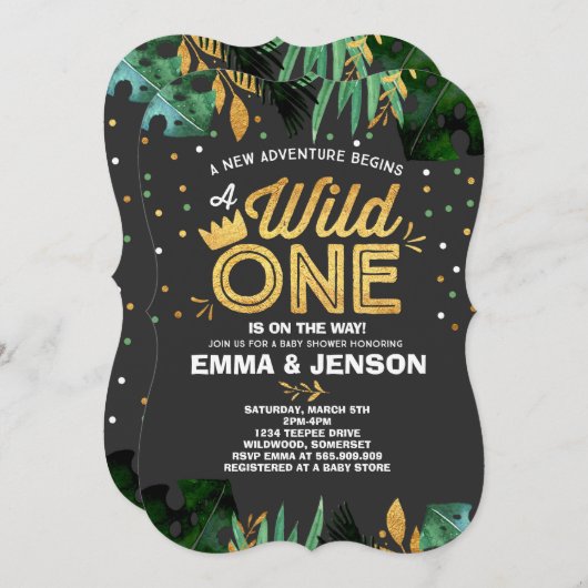 Wild One Baby shower Invitation Adventure Shower Kaart (Voorkant / Achterkant)