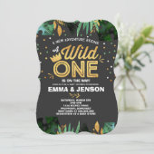 Wild One Baby shower Invitation Adventure Shower Kaart (Staand voorkant)