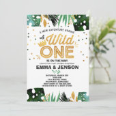 Wild One Baby shower Invitation Adventure Shower Kaart (Staand voorkant)