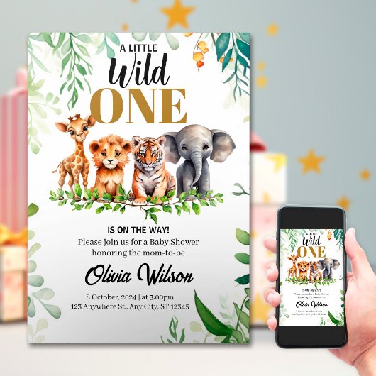 Wild One Baby shower Invitation Kaart