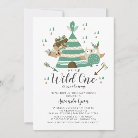 Wild One Baby shower Invitation Kaart (Voorkant)