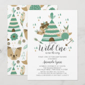 Wild One Baby shower Invitation Kaart (Voorkant / Achterkant)