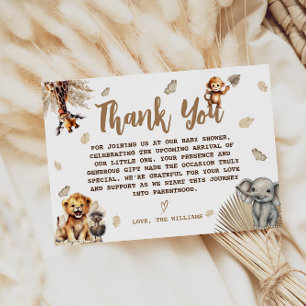Wild One Baby Shower Jungle Safari  Bedankkaart