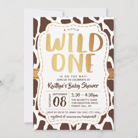 Wild One Baby shower Kaart (Voorkant)