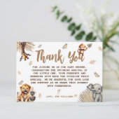 Wild One Baby shower Oerwoud Safari Bedankkaart (Staand voorkant)