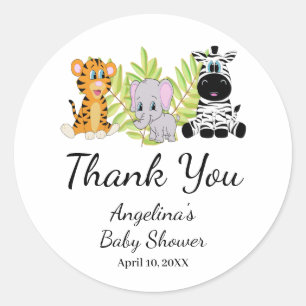 Wild One Baby shower Safari Oerwoud Dank u Ronde Sticker