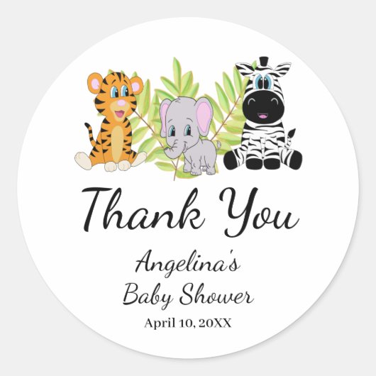 Wild One Baby shower Safari Oerwoud Dank u Ronde Sticker (Voorkant)