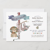 Wild One Baby shower Tribal Sloth TeePee Kaart (Voorkant)