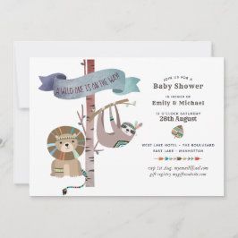 Wild One Baby shower Tribal Sloth TeePee Kaart