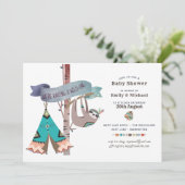 Wild One Baby shower Tribal Sloth TeePee Kaart (Staand voorkant)