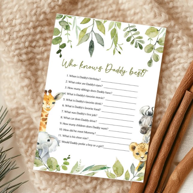 Wild One Baby Shower Who knows Daddy Best Game (Wild One Safari Baby Shower Game)