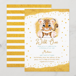 Wild One Baby Tiger Child Cute First Birthday Kaart