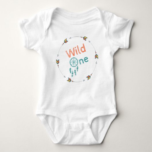 Wild One Baby Verjaardag Tribal Boho Dreamcatcher Romper (Voorkant)