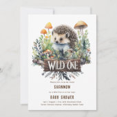 Wild One Baby Woodland Animals Hedgehog Rustic Kaart (Voorkant)