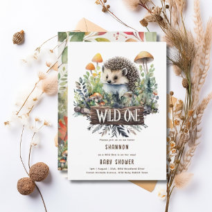 Wild One Baby Woodland Animals Hedgehog Rustic Kaart