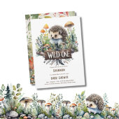 Wild One Baby Woodland Animals Hedgehog Rustic Kaart