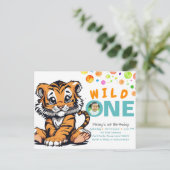 Wild ONE Baby's 1e Verjaardag met Tijger & Bubbels Briefkaart (Staand voorkant)
