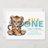 Wild ONE Baby's 1e Verjaardag Schattige Tijger Afb Kaart (Voorkant)