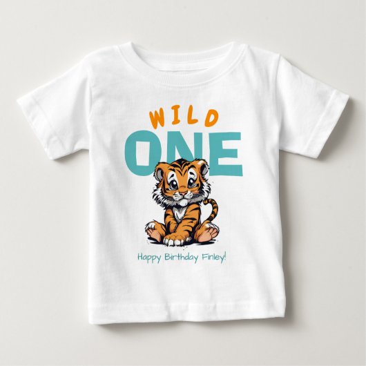 Wild ONE Baby's 1e Verjaardag Schattige Tijger en  (Voorkant)