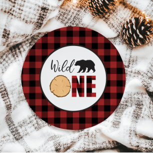 Wild One Bear Buffalo Geruite Papieren Eerste Verj Bordje