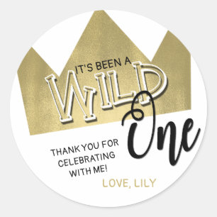 Wild One Bedankt voor de ticker Birthday Favor Sti Ronde Sticker