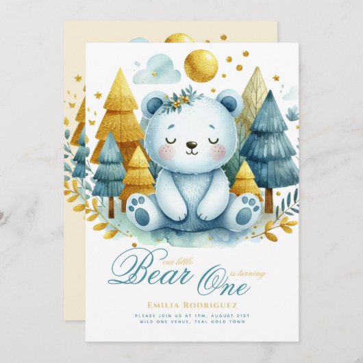 Wild One Beer 1st Birthday (of EDIT AGE) Blauwgroe Kaart (Voorkant / Achterkant)