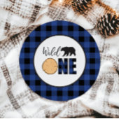 Wild One Beer blauw Buffalo Plaid Eerste Verjaarda Papieren Bordje