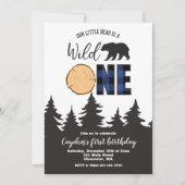 Wild One Beer Blue Buffalo Plaid Eerste Verjaardag Kaart (Voorkant)