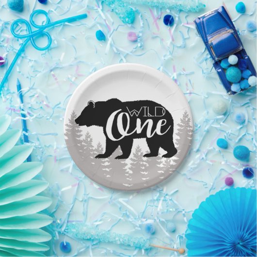 Wild One-Beer | Bos | Eerste verjaardag Papieren Bordje (Feest)