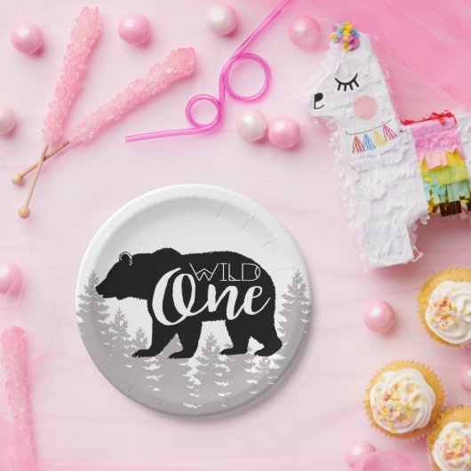 Wild One-Beer | Bos | Eerste verjaardag Papieren Bordje (Feest)