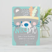 Wild One Beer Boy Blauwgroen 1e verjaardag Kaart (Staand voorkant)