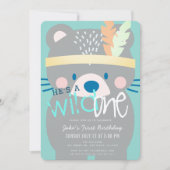 Wild One Beer Boy Blauwgroen 1e verjaardag Kaart (Voorkant)